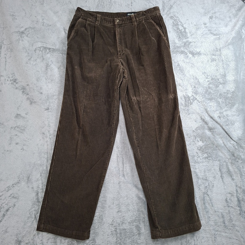 Vintage Eddie Bauer Pants Mens 36x33 Brown Deep Corduroy Straight Leg Baggy Y2K